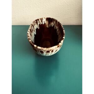 Vintage Pottery Stoneware Brown Salt Drip Glaze Oval Serving Bowl - 9 in x 4 in